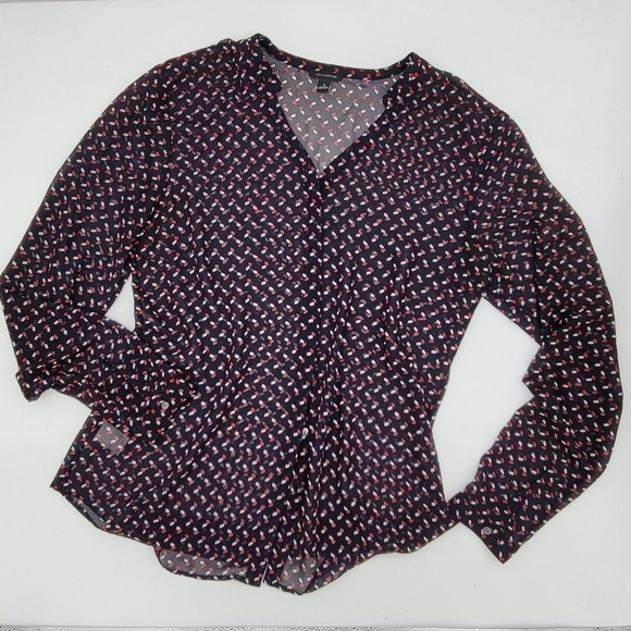 Ann Taylor Sheer Blouse Women's 4 Button Front Top Long Sleeve Lightweight - Picture 4 of 9